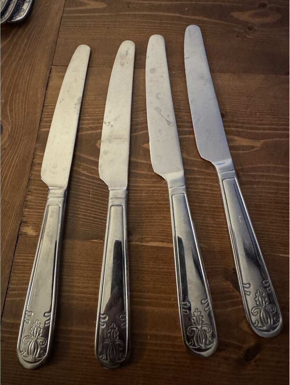 Vintage IKEA Stainless Steel Butter Knives Set of 4 Ornate Handle Flatware Knife